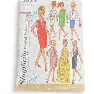 Simplicity Doll Wardrobe Pattern - Black and White